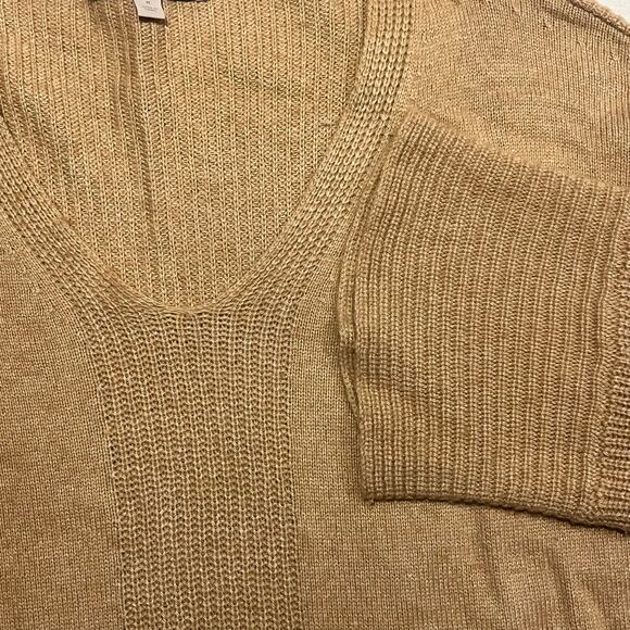 Loft Women Medium Camel Oversized Tunic Pullover Sweater Wool Blend V Neck - Picture 1 of 7